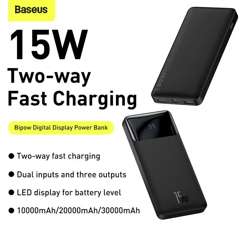 Baseus Bipow Digital Display 15W 10000mAh Power Bank - Image 4